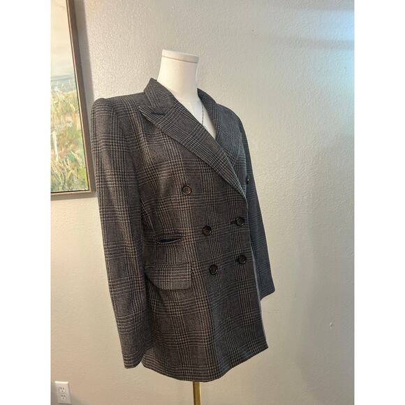 Vintage Embassy Row Petites Pure Wool Plaid Blazer Women’s 6P Double Breasted - Picture 2 of 8
